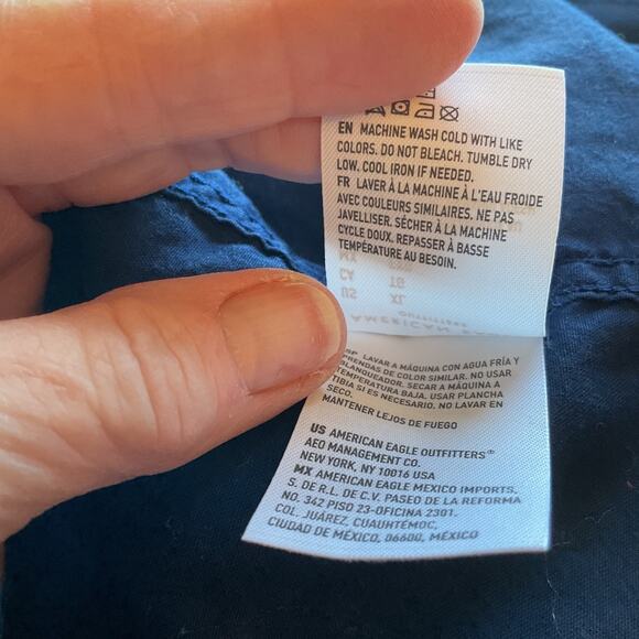 American Eagle Men's Long Sleeve Button Down Blue Paisley 100% Cotton Shirt XL - Picture 6 of 7